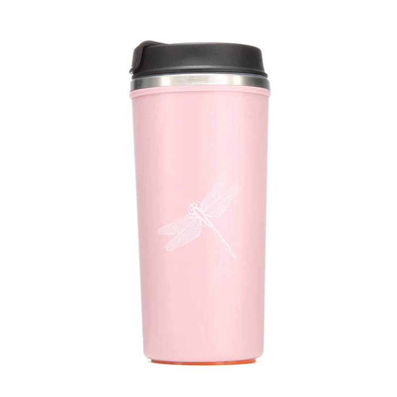 500MLMug кофейная чашка не поворачивается чашка с крышкой уплотнение Вакуумная бутылка из нержавеющей стали автомобильная бутылка для воды для путешествий уплотнение портативная Автомобильная кружка - Цвет: pink