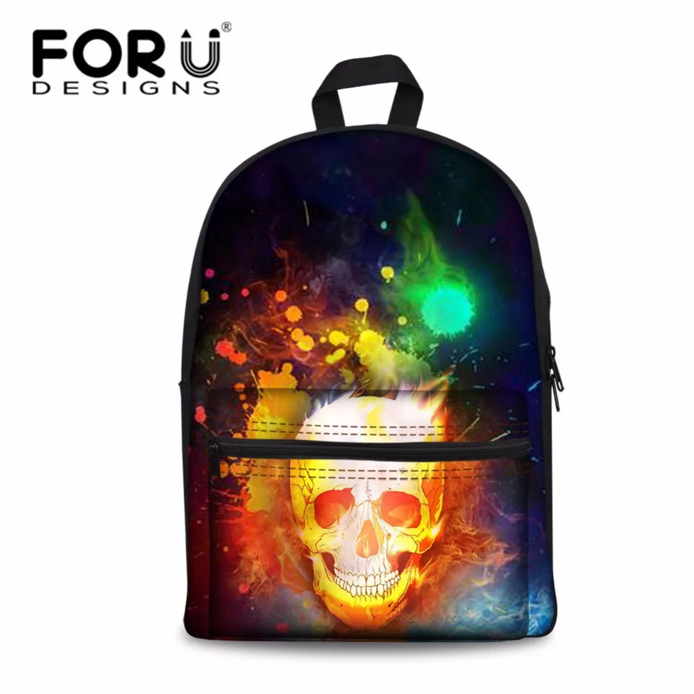 

FORUDESIGNS Men's Skull Printing Backpack Teenagers Punk Style Daypack for Males Graffiti Supreme Package Mochila Masculina