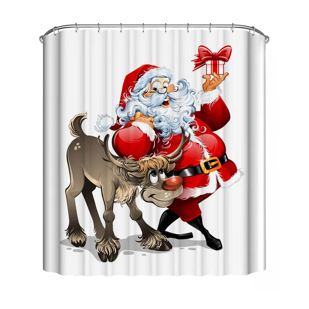 

2019 Hot Sale Christmas Waterproof Polyester Bathroom Shower Curtain Decor With Hooks New I Drop Shipping