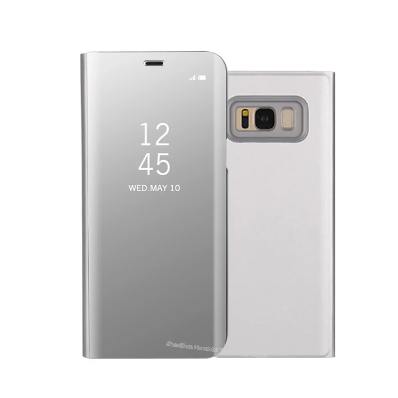 Touhonest зеркало Clear View Флип Чехол для samsung Galaxy S8 plus, Note 8 из искусственной кожи для телефона с подставкой-держателем и чехол для samsung S9 плюс - Цвет: Серебристый