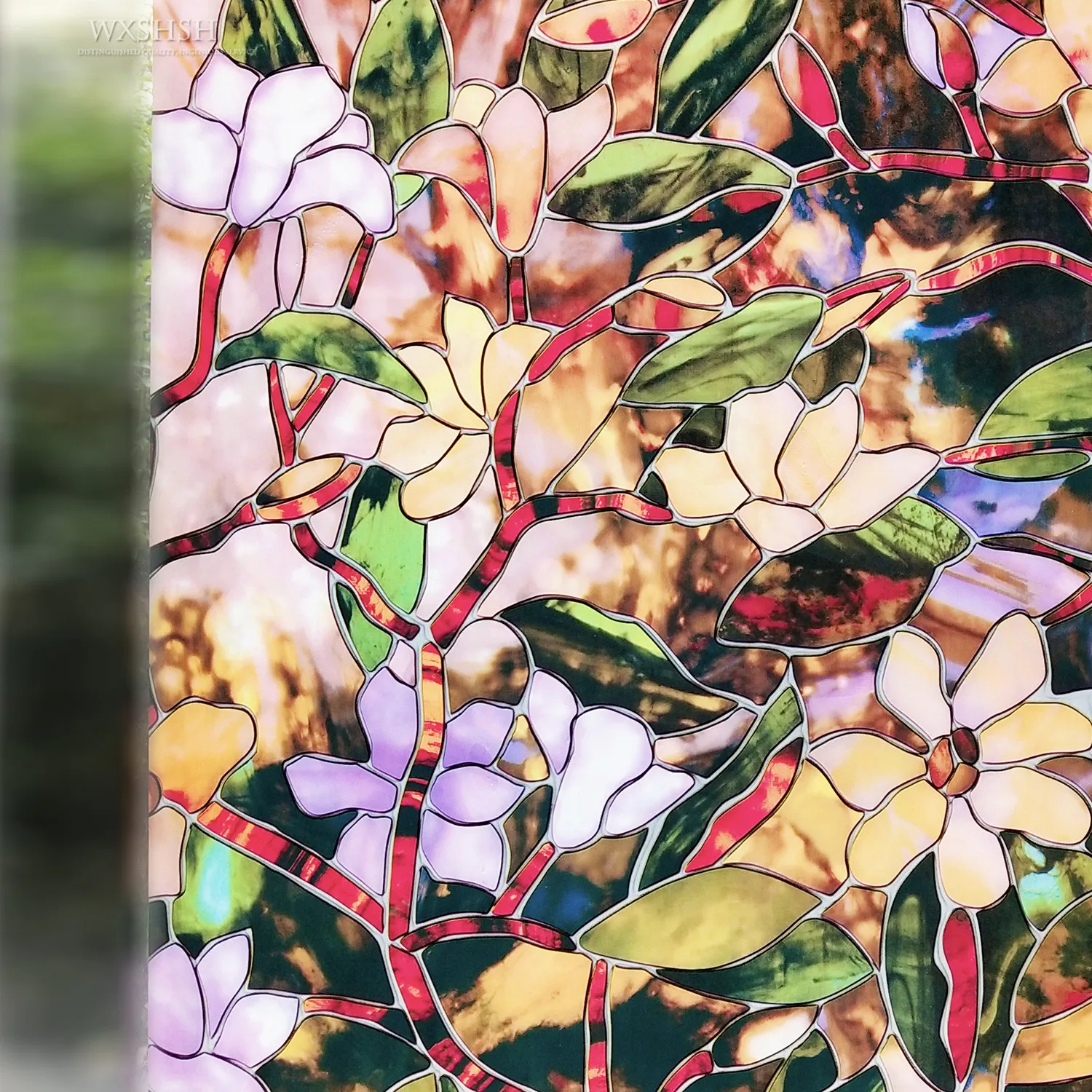 

Multiple widths, length 1/2/3/5 m optional Stained magnolia frosted decorative window film; static opaque privacy glass stickers