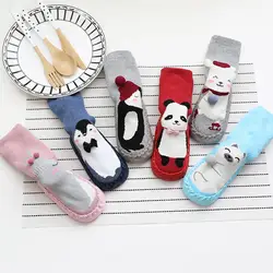 Унисекс с рисунком маленьких носки-тапочки узор детские унисекс Детские носки-тапочки теплые носки для маленьких мальчиков и девочек