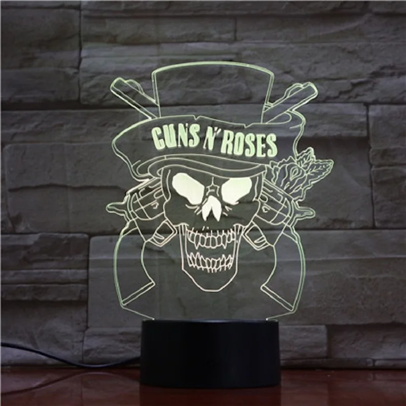 3D лампа GunsN'Roses с дистанционным управлением USB вентиляторы домашний магазин
