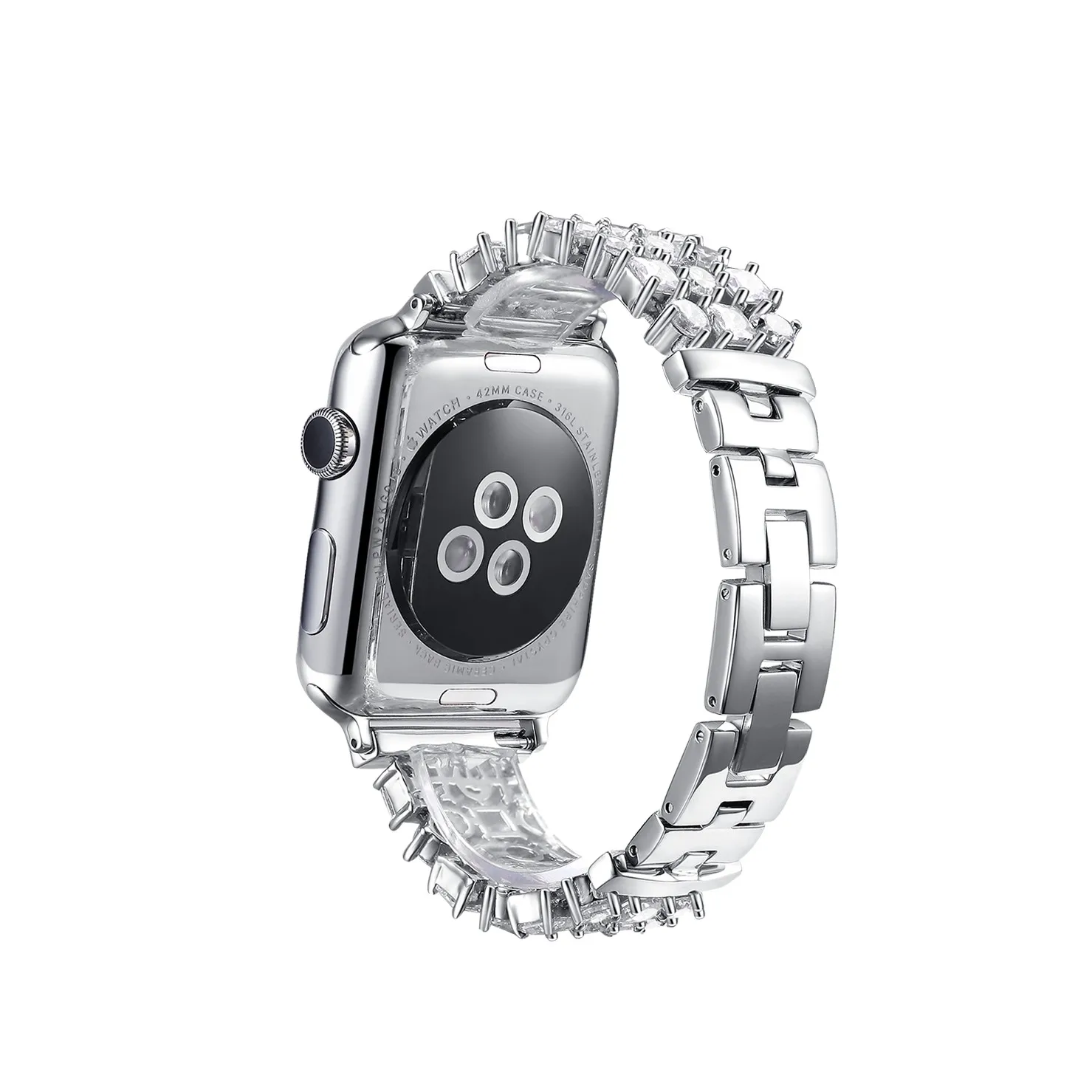 Блестящие стразы ремешок для Apple Watch серии 5 4 3 2 1 браслет из нержавеющей стали iWatch