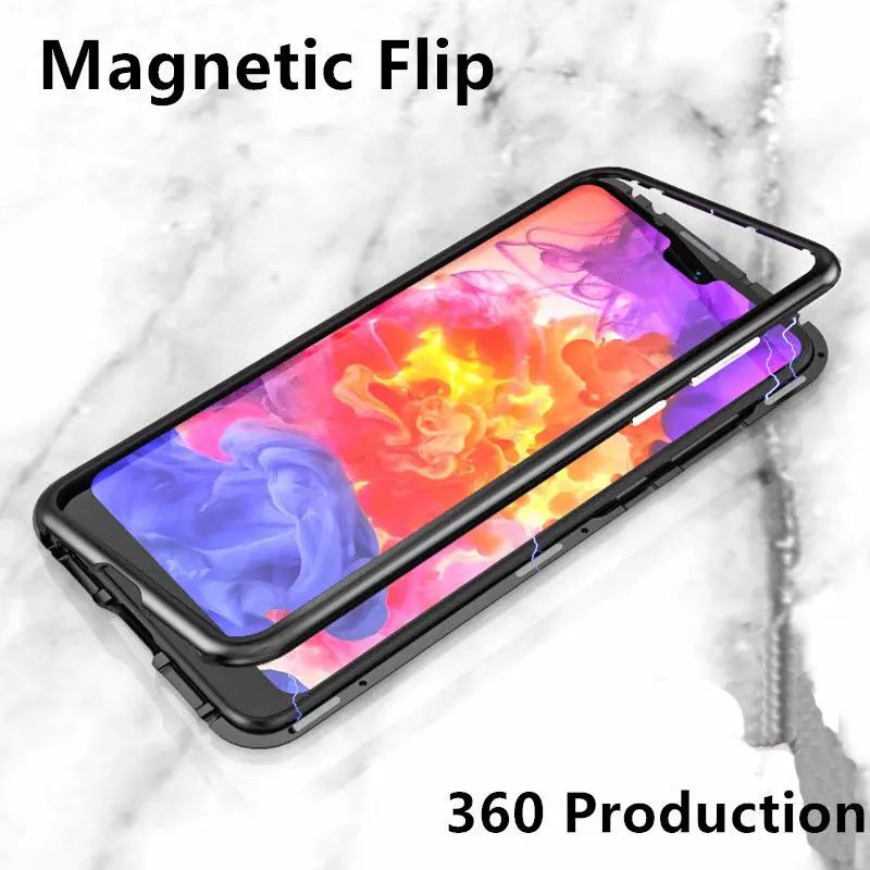 

YISHANGOU Magneto Magnetic Adsorption Metal Case For Huawei P20 Lite NOVA3E Tempered Glass Clear Cover For P20 Pro Honor10 Coque