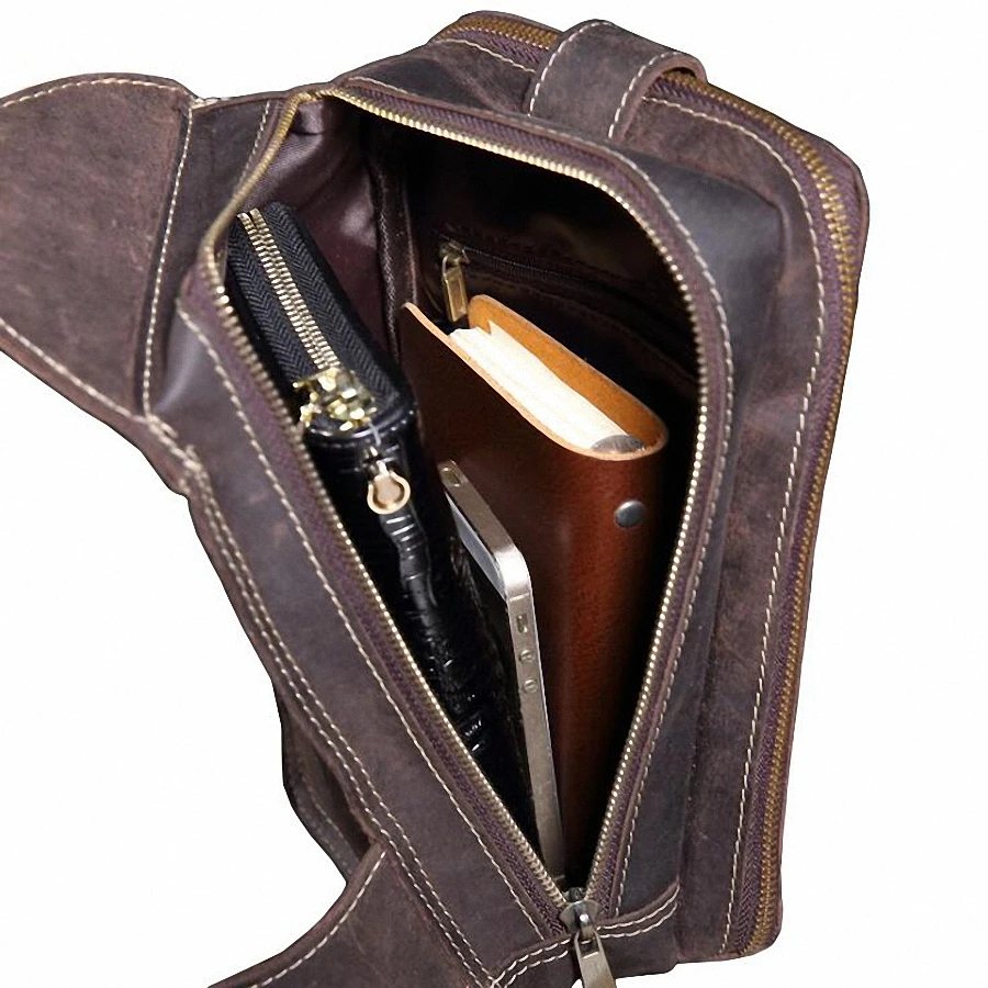 Männer Brust Pack Einzigen Schultergurt Zurück Taschen Echt Leder Reise Männer Umhängetaschen Vintage Echtem Leder Brust Tasche LI-2160