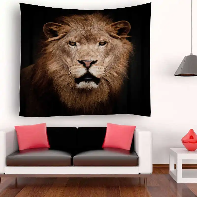 Saat African Animals Printed Tapestry Lions Tapestry Wall Hanging Beach Picnic Yoga Rug Living Room Decor Tapices Para La Pared