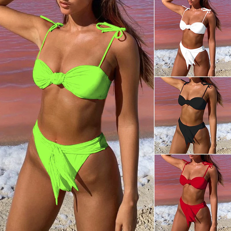 Bikinx с высоким вырезом купальный костюм для женщин бантик пуш ап купальник