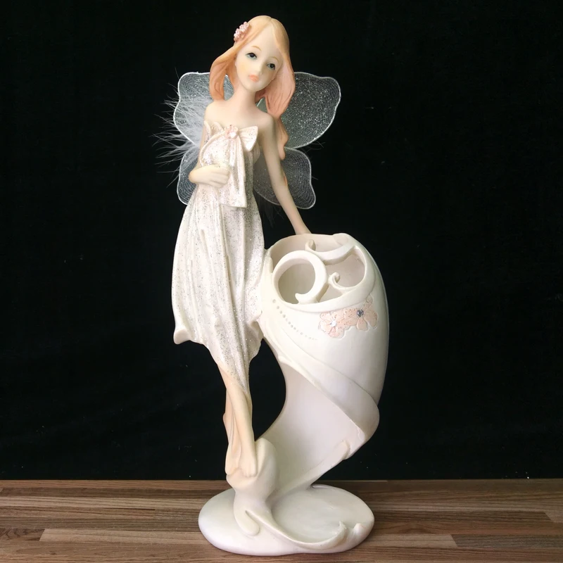 Смола Ангел Украшение дома цветок Волшебные садовые фигурки подсвечник статуи свадебные подарки на год Подсвечник Скульптура