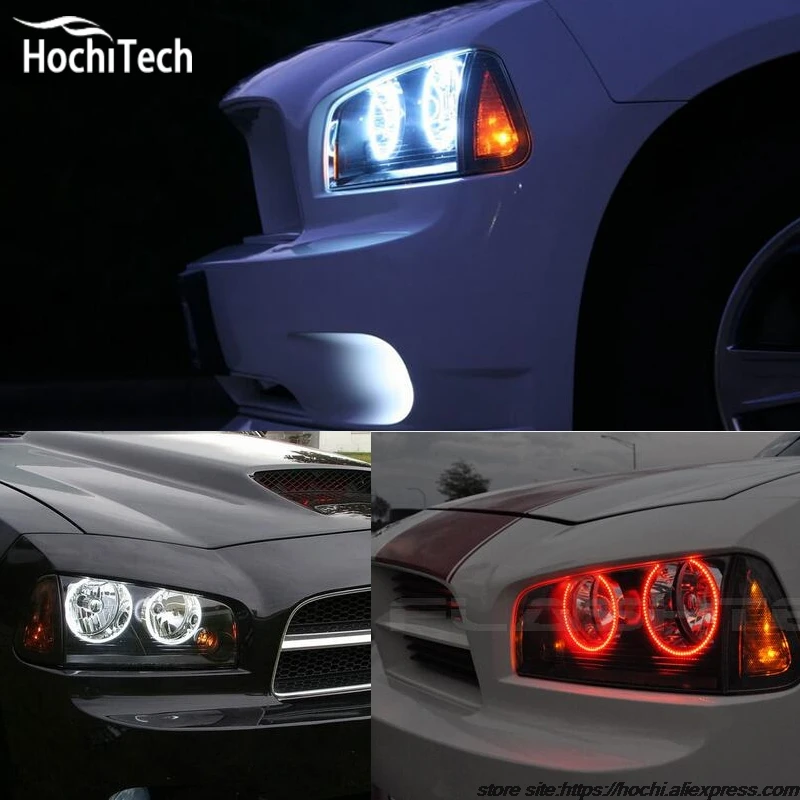 for Dodge Charger RGB LED headlight halo angel eyes kit car styling