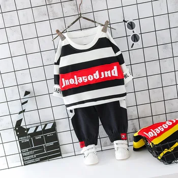 

Autumn Spring Toddler Cotton Clothing Kids Boy Girl Clothes Baby Stripe T-Shirt Pants 2Pcs/Set Fashion Children Sports Tracksuit