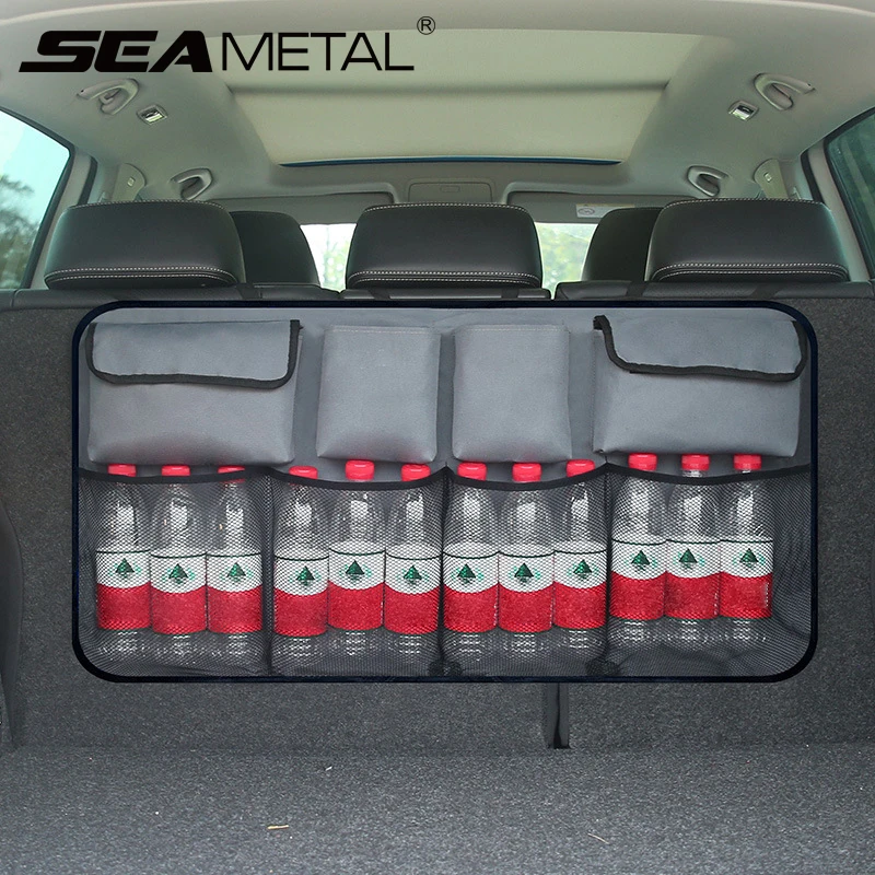

Car Storage Rear Trunk Bag Organizer Stowing Tidying Universal Back Seat Net Pocket Storage Bags Goods Auto Accessories For SUV