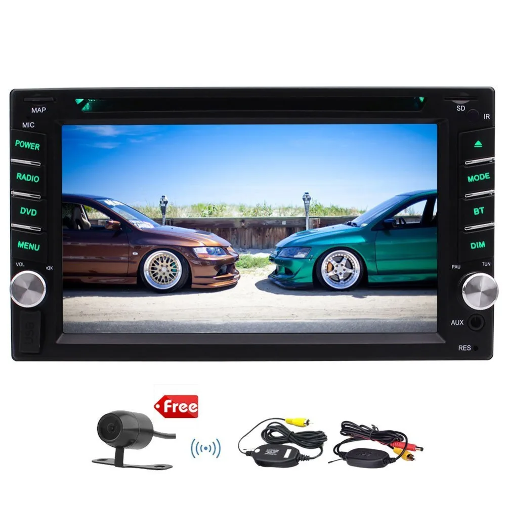 

Car Stereo Radio 2 Din Car DVD Video Player Bluetooth GPS Navigation 8G Free GPS Map Built USB SD Microphone+Free Backup Camera