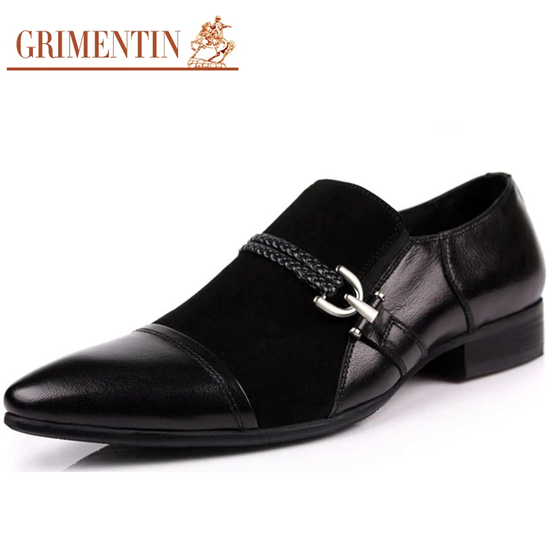 Men Shoes Leather Luxury Brand Designer Pointed Toe Mens Dress Shoes