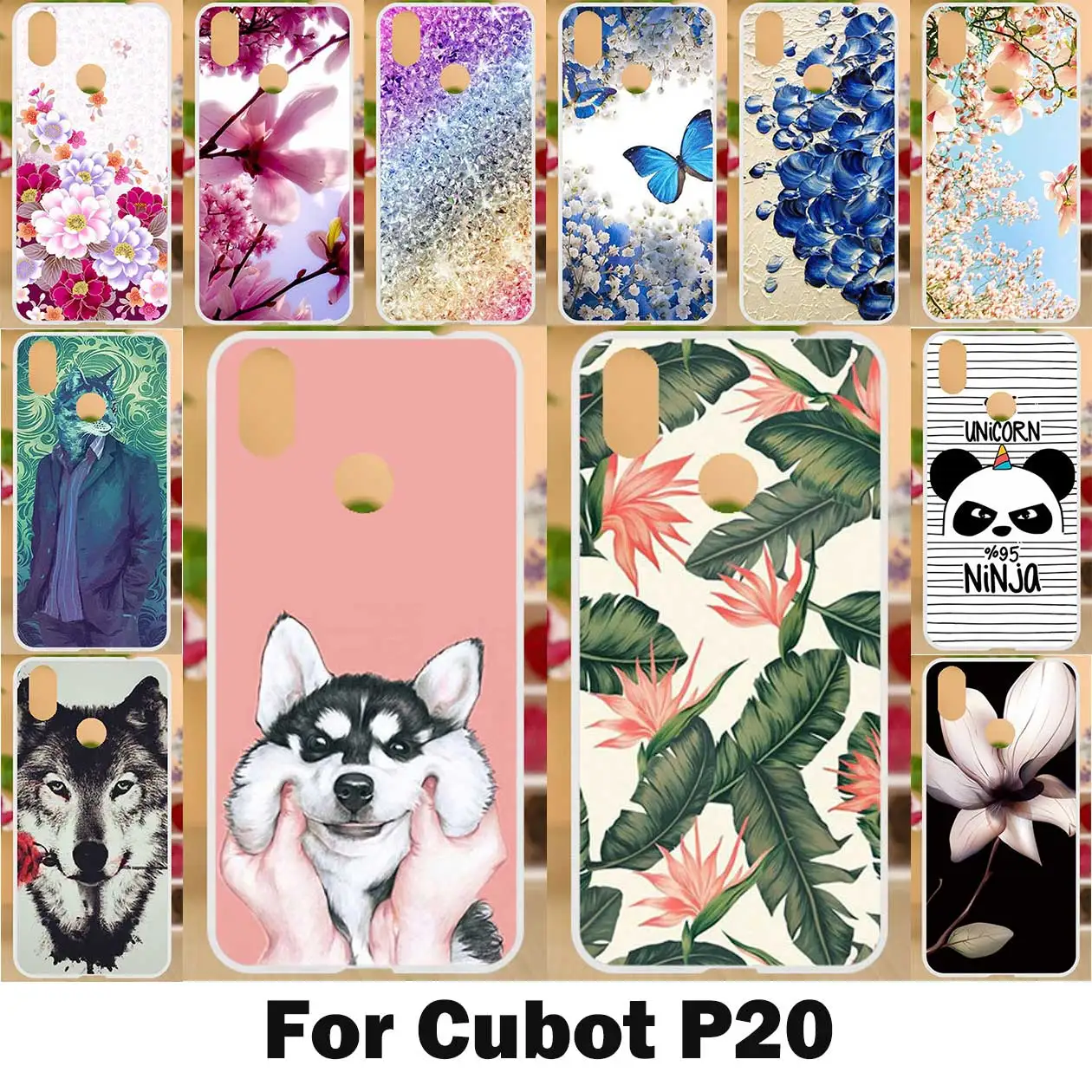 Ojeleye Painted Case For Cubot P20 Case Silicone Soft TPU Cases For Cubot P20 Cover Coque Cute Cartoon Animal Bags 6.18 inch