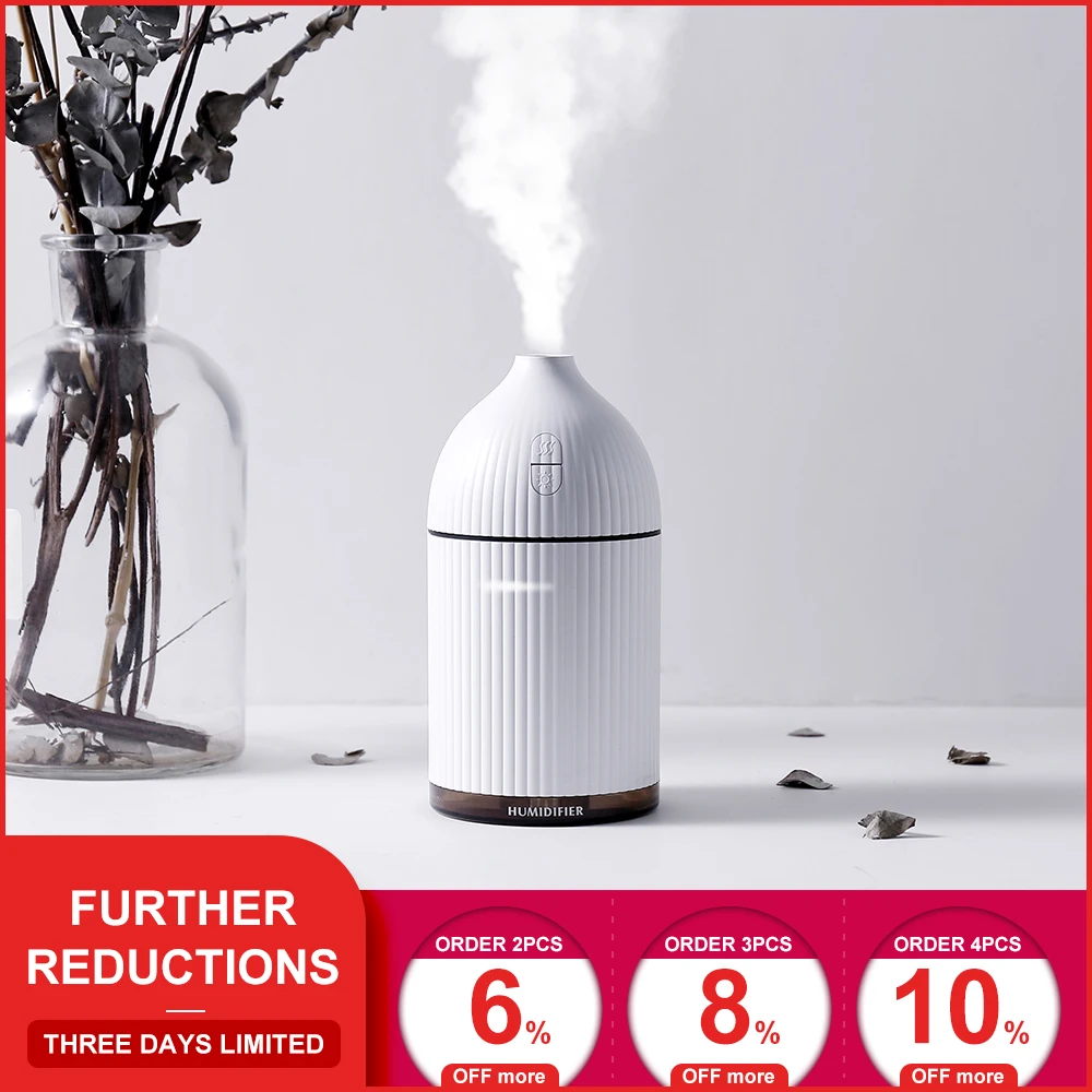 

300ML Aromatherapy Diffuser USB Ultrasonic Air Humidifier Mist Maker Aroma Essential Oil Diffuser for Home with LED Light