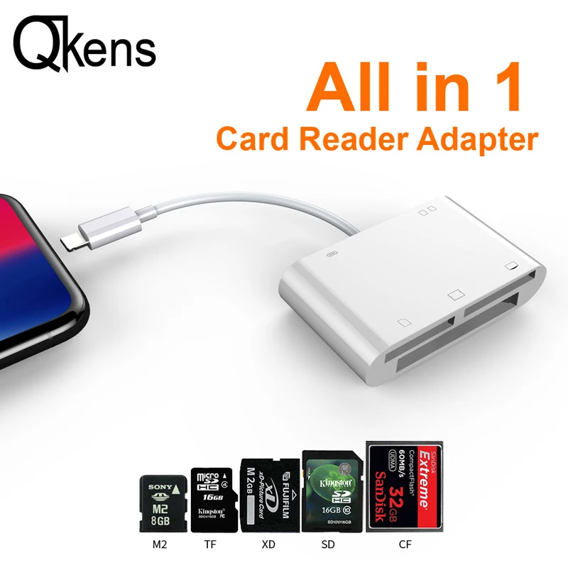 All In 1 SD TF SDHC CF XD M2 Memory Card Reader for IPhone XS MAX XR