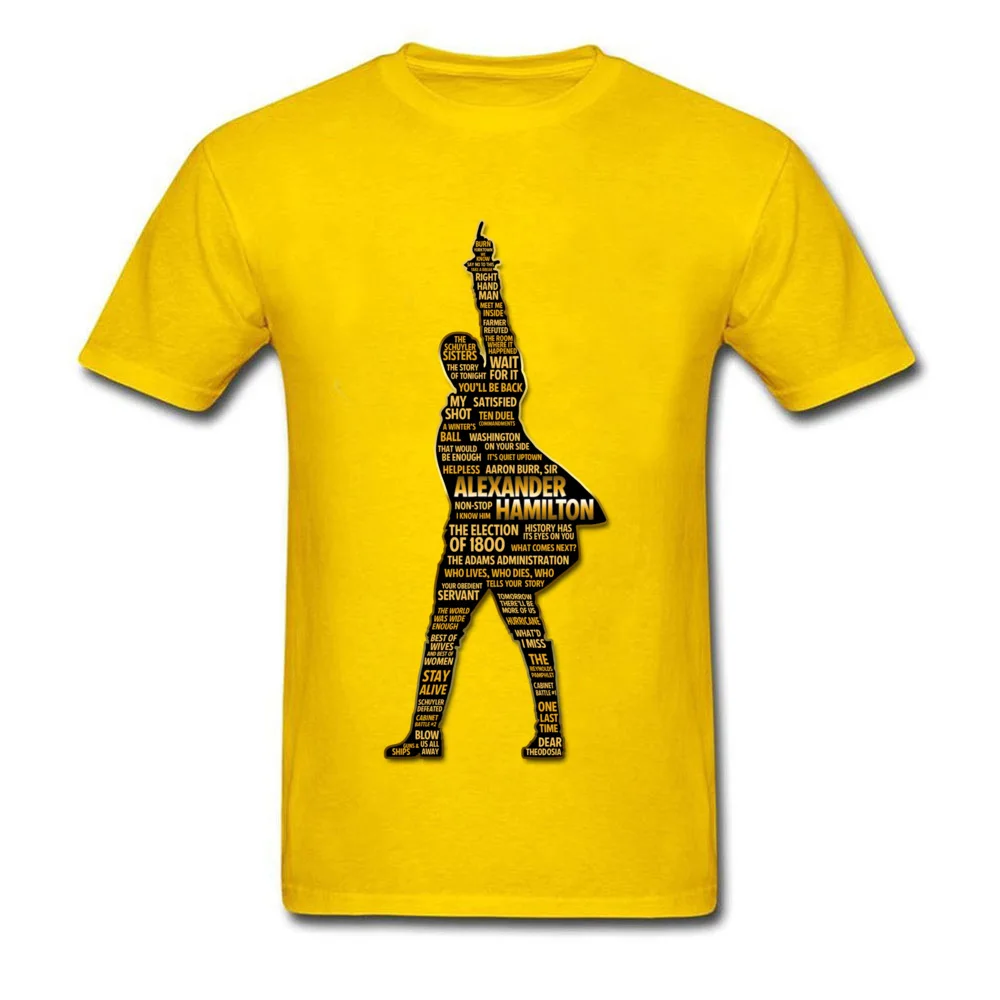 Alexander Hamilton Dominant Cool Tops Tees O-Neck Summer/Fall All Cotton Short Sleeve T Shirts for Men Birthday Tee Shirt Alexander Hamilton yellow