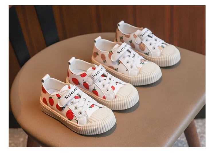 Xiaying Sorriso Crianças Sapatos Queda 2020 Novidades Girl Fruit Morango Abacaxi Vara Mágica Moda Confortável Lazer 5 Girl Fruit Morango Sapatos Abacaxi Vara Mágica
