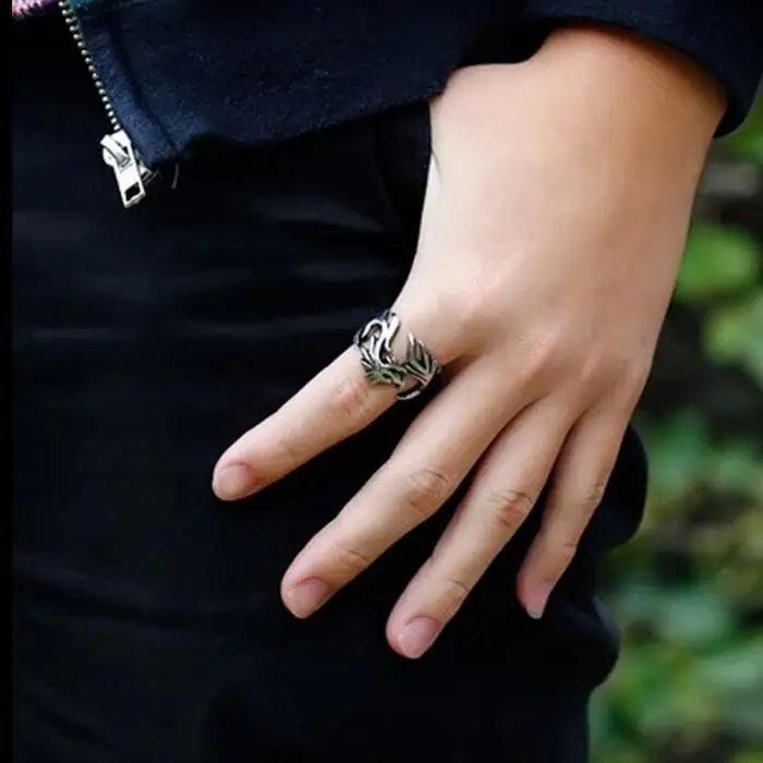Модные Для мужчин палец кольцо с клипсами Дурной глаз узор в виде дракона, ботинки для панков и готов, нержавеющие стальные кольца ювелирные изделия HSJ88