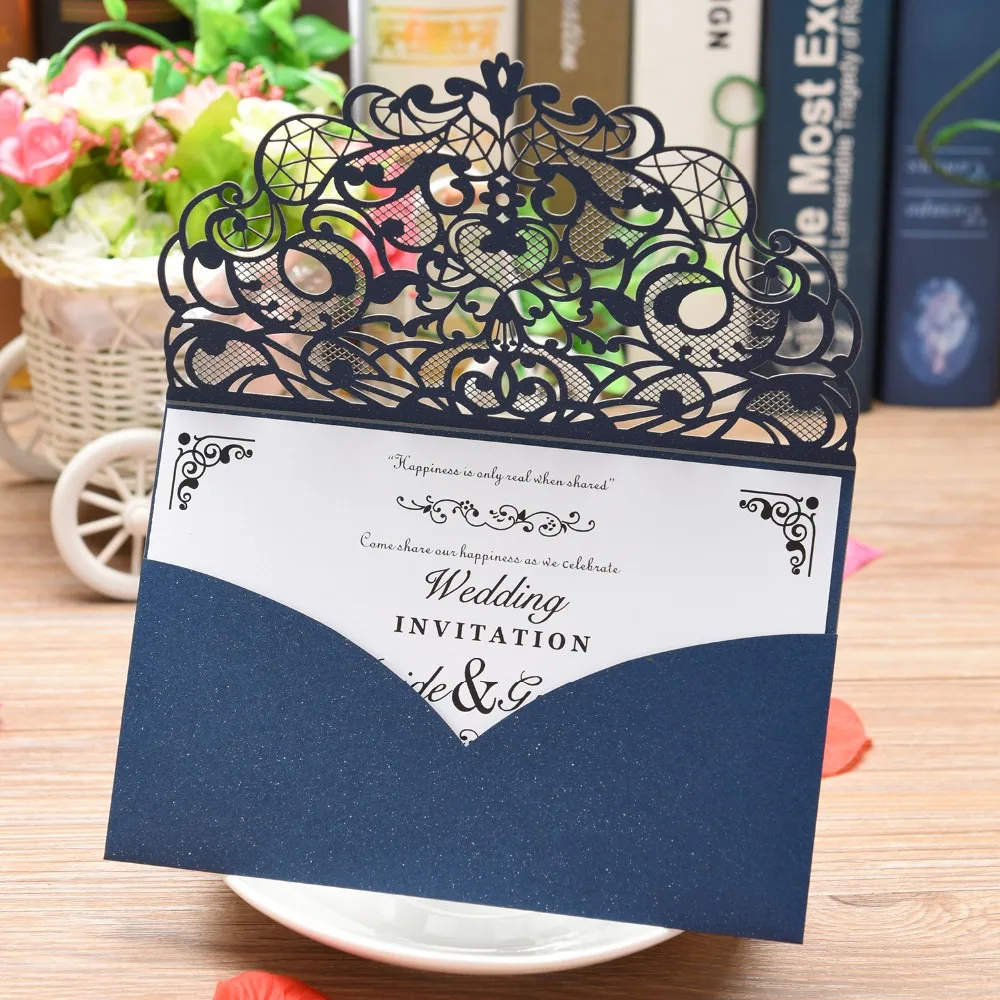 5 шт цветы дизайн уникальный пакет Стиль Свадебные приглашения, поделиться Свадебный анонс пригласительные карты с внутренней бумагой
