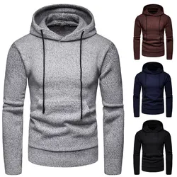 Мужской свитер 2019 Новый модный тренд мужской сплошной цвет с капюшоном пуловер Трикотаж с капюшоном свитер пальто