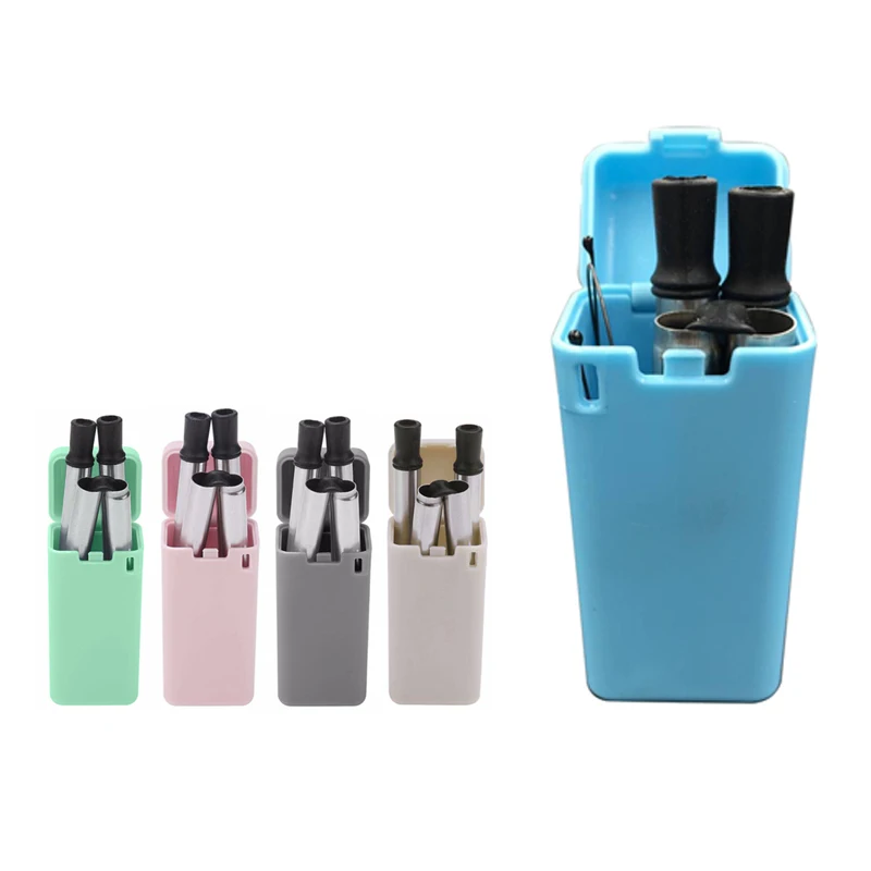 

Recordarme Foldable Drinking Straw Collapsible Reusable Straw Stainless Steel Metal Drinking Straws with Keychain for Bar Travel