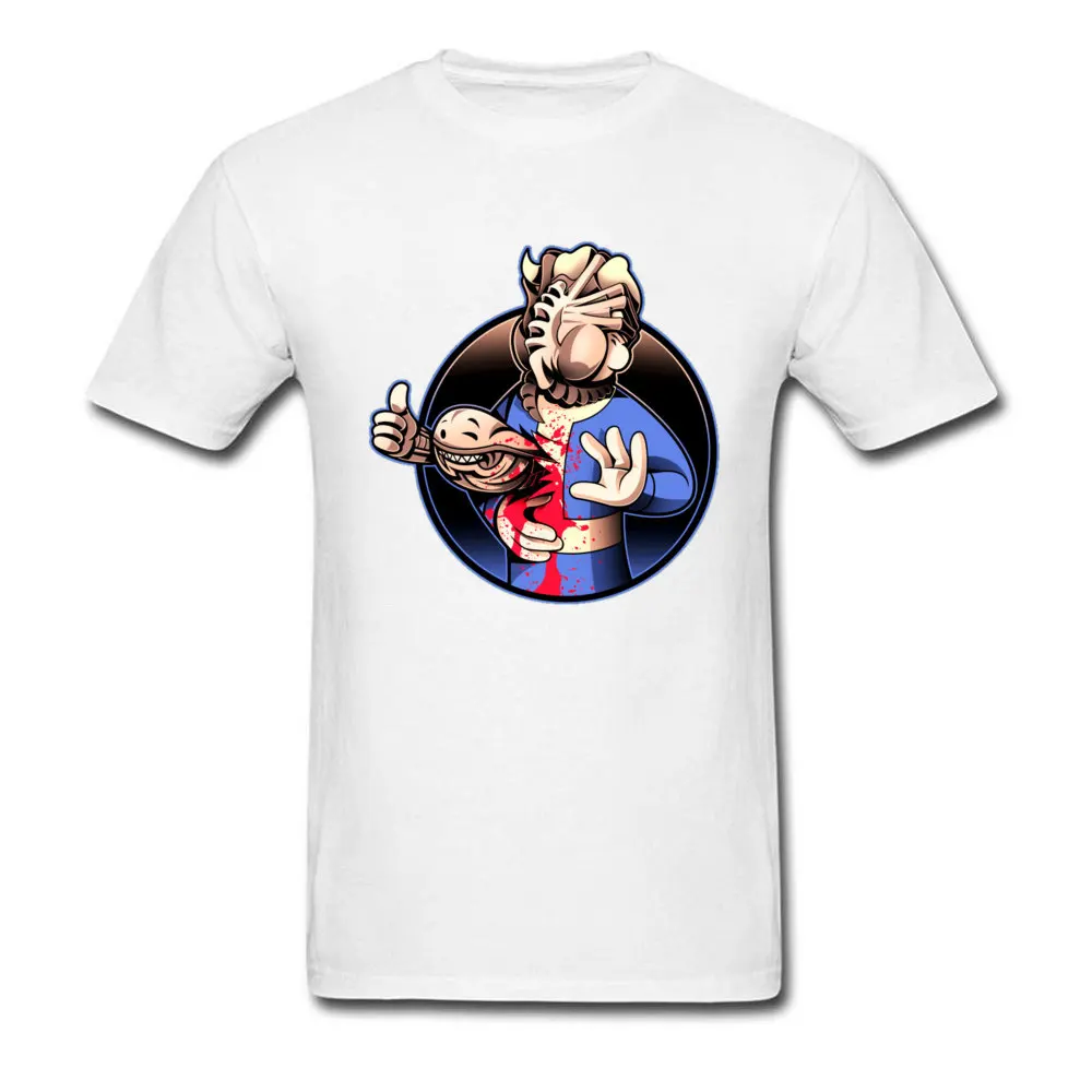 Alien Boy 100% Cotton Tops Shirt for Men Printed On T Shirt Fitness Tight Brand New Round Neck Top T-shirts Short Sleeve Alien Boy white
