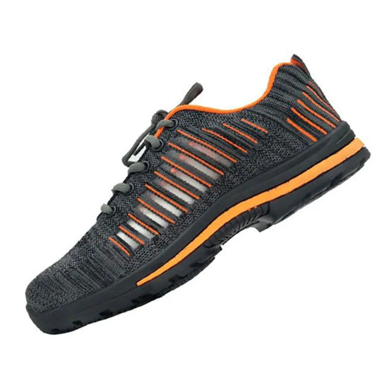 Мужская Рабочая обувь дышащая защитная обувь с дезодорирующими сетками защитная обувь со стальным носком на нескользящей подошве - Цвет: Orange ash