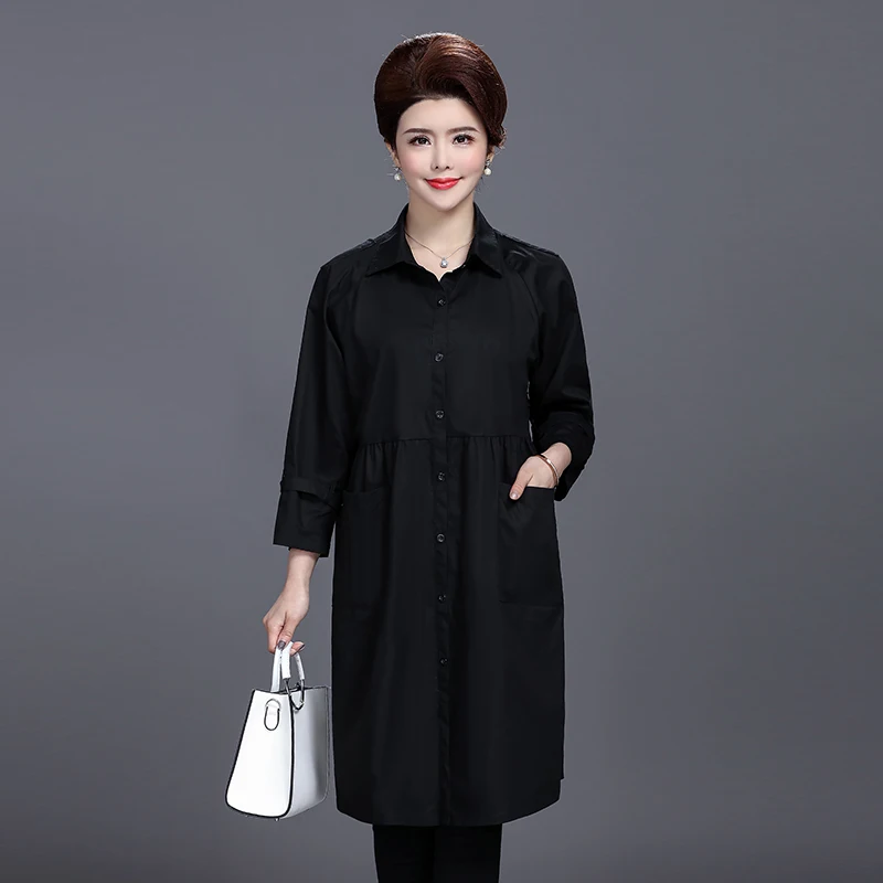 New fashion Autumn Winter Overcoat Women Long Army green Outwear Brief Loose Solid Turn-Down Collar Trench Femme