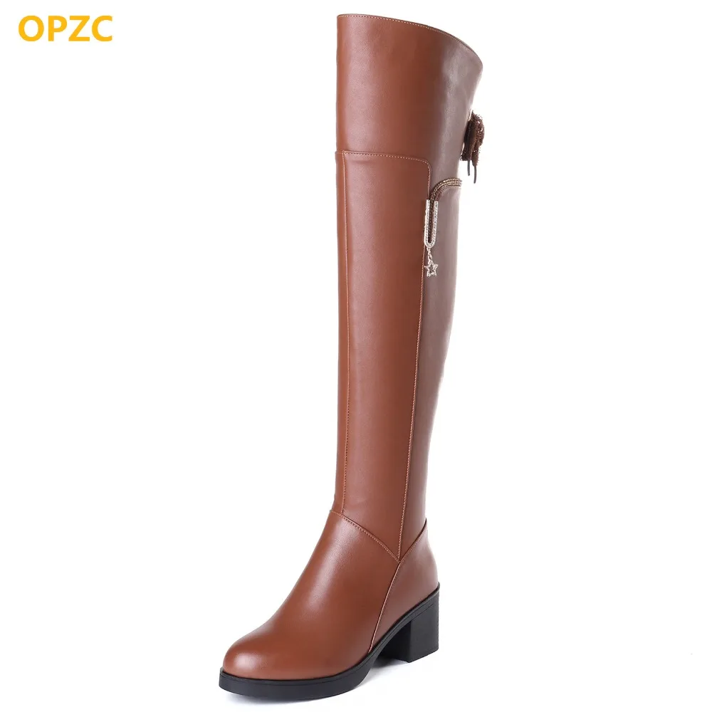 OPZC Female over the knee boots 2018 autumn new genuine leather motorcycle boots, high-heeled long tube ladies winter boots 42# OPZC Female over the knee boots 2018 autumn new genuine leather motorcycle boots, high-heeled long tube ladies winter boots 42#