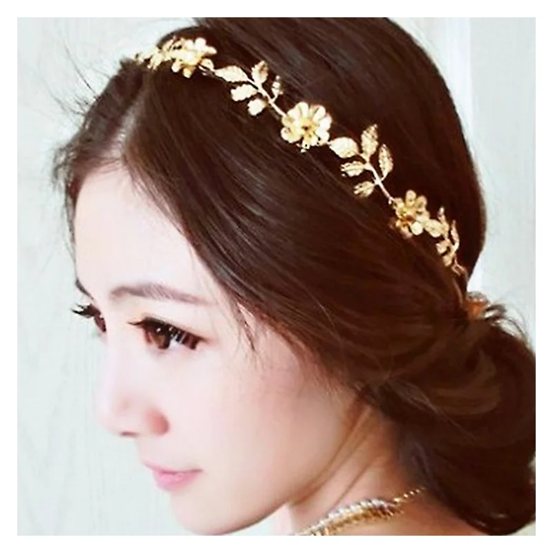

TTLIFE Gold Color Leaves Flower Hairband Hair Accessories 2019 Wedding Bridal Headband Women Head Ornament Ladies Hairs Jewelry