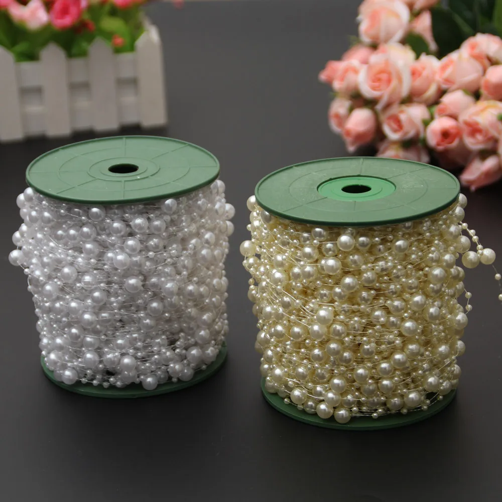 Fishing Line Connecting Beads Abs Imitation Pearl Bead Chain Wedding Bouquet Packaging Beads String Bead DIY Holiday Decoration