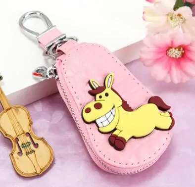 7 Китайский 12 Знак мультфильм милый чехол для ключей сумка из коровьей кожи держатели ключей от автомобиля Для женщин ключ кошелек висит талии брелок для ключей - Цвет: 7