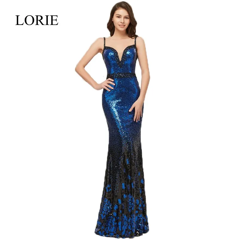 blue sequin evening gown