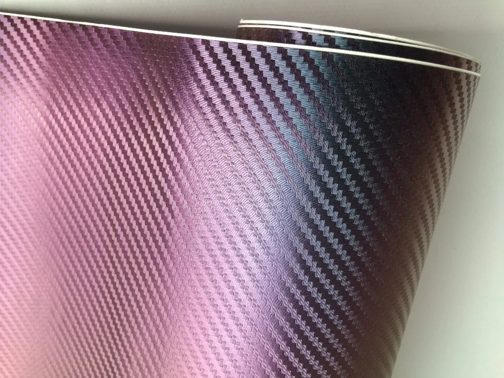 blue purple 3D carbon fibre chameleon car wrapping sheets color change style (5)