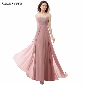 

CEEWHY Off Shoulder Chiffon Wedding Party Dress Elegant Prom Dresses Crystal Evening Dress Beaded Evening Gown Lange Jurken