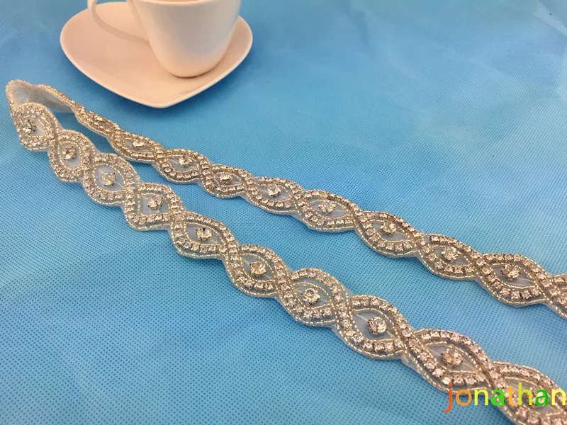 AMS0IL ws025. new bridal Crystal Rhinestone Applique Trim with silver