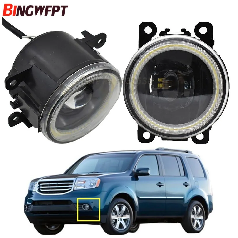 

2x For Honda Pilot 3.5L V6 2012 2013 2014 Car H11 LED Lamp Fog Light Lens Angel Eye Daytime Running Light 12V