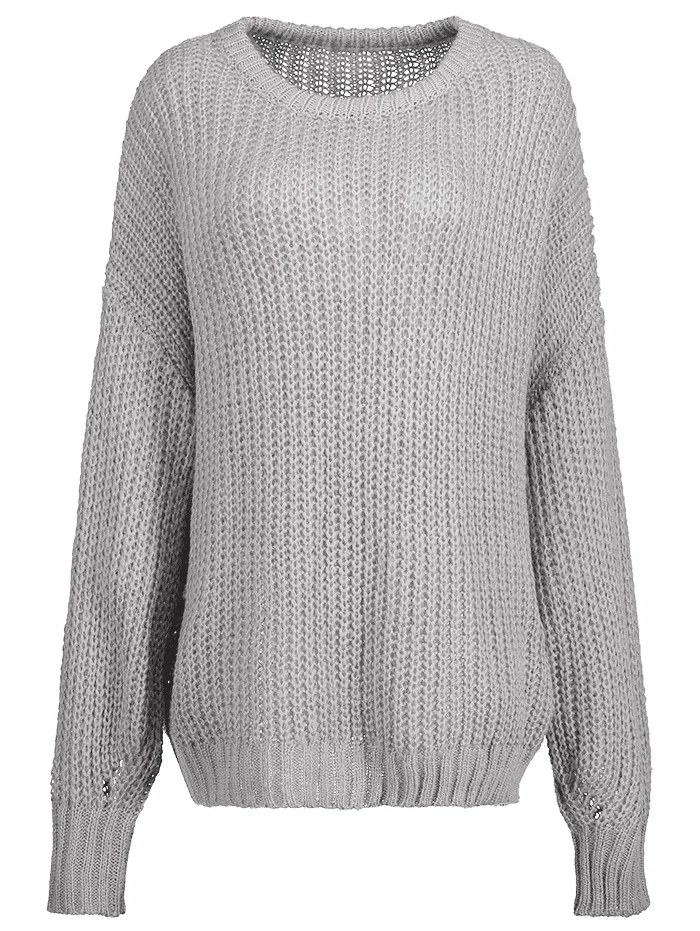 SIJANE Autumn New Arrival Solid Plain Chunky Gray Sweater Oversized Sweater 0475 Sweaters
