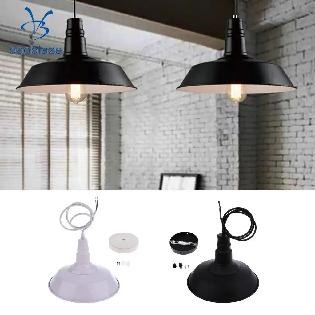 

Metal Pendant Light E27 Bulb Base Lampshade 89cm Wire Retro Style