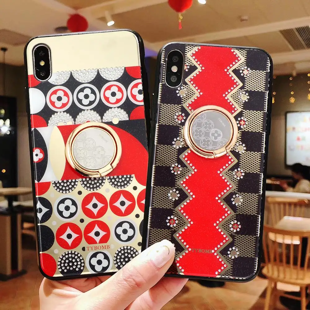 

Luxury Soft Protective Case for IPhone 7 XSMax XR Silicone Case for IPhone 6 6s 7P 8plus Metal Ring Case
