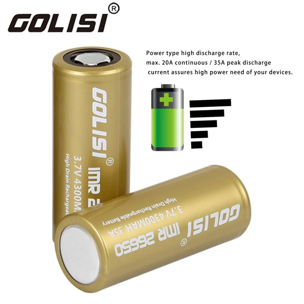 

Golisi 1pc S43 battery 4300mAh 35A CDC battery High-drain IMR 26650 Li-ion Battery for E-Cigarette