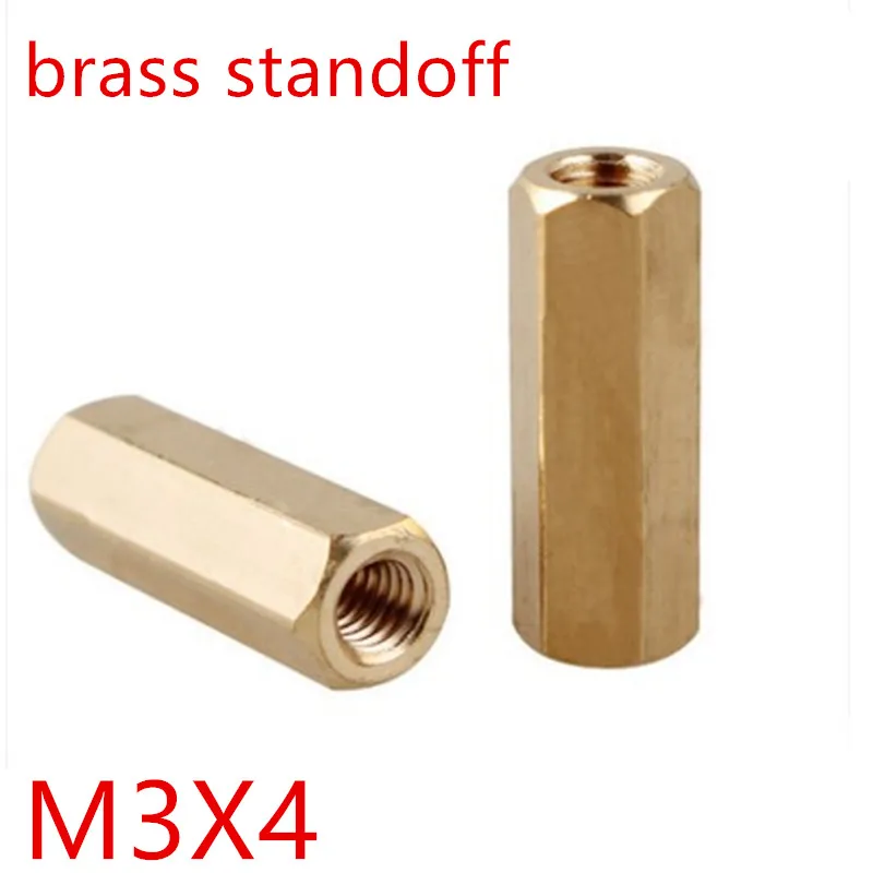 50pcs/lot M3*4 m3 x 4mm Female Female Thread Brass Standoff Spacer