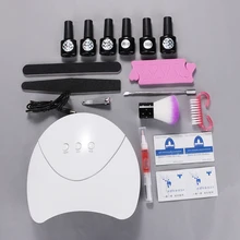 マニキュアセットとランプネイルドライヤー 36 ワット 6 色 UV ジェル & トップベースコートワニスマニキュアペディキュアキットネイルアートツール(China)
