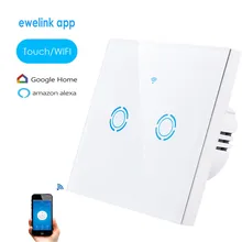 eWelink настенный сенсорный экран Выключатель Света ЕС Тип 2 банды приложение WiFi дистанционный умный переключатель Кристалл Стекло переключатель панель работа с Alexa