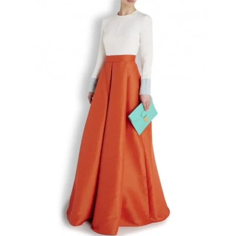 orange long skirt