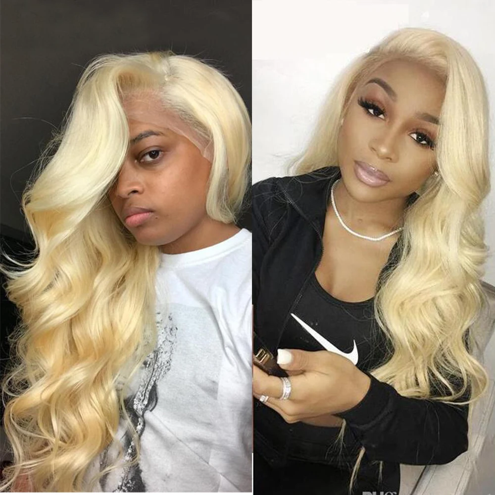 

Simbeauty Pre Plucked 360 Lace Frontal Wig #613 Blonde Brazilian Virgin Human Hair Body Wave Glueless Lace Wig for Black Woman