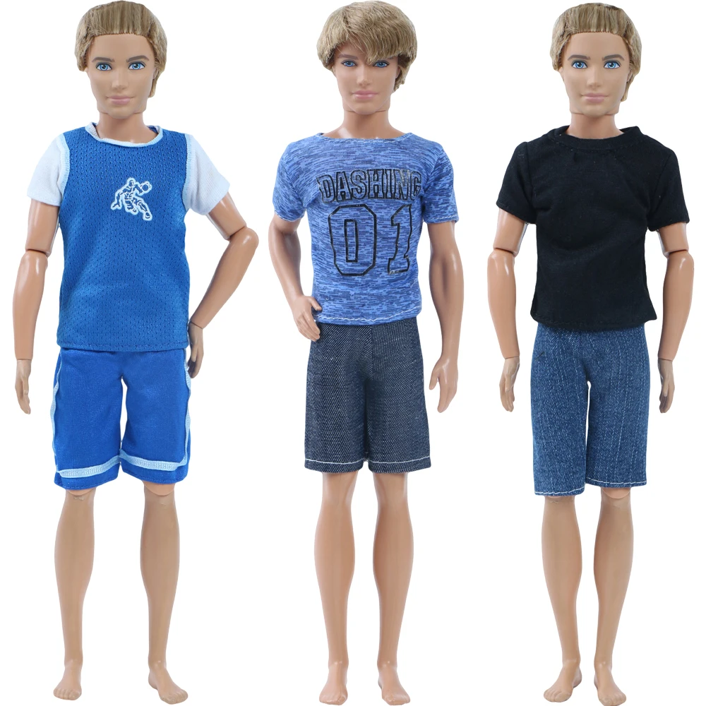 3 Pcs/Lot Short Men Outfit Summer Sport Outfit Shirt Pants Clothes for Barbie Boy Friend Ken Doll 1:6 Puppet Accessories Toy