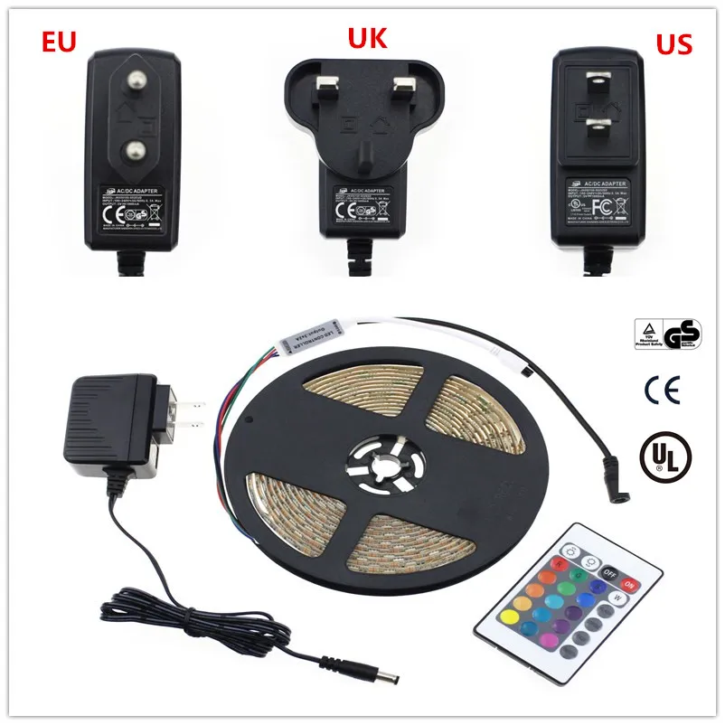 

5m 300LEDs RGB LED Strip Light DC5V Lighting IP65 Waterproof Cuttable With Remote Controler Strip